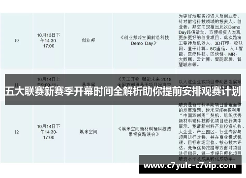 五大联赛新赛季开幕时间全解析助你提前安排观赛计划
